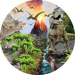 Painel Redondo Tecido Sublimado 3D Dinossauro WRD-526