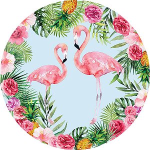 Painel Redondo Tecido Sublimado 3D Flamingo WRD-005