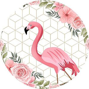 Painel Redondo Tecido Sublimado 3D Flamingo WRD-159