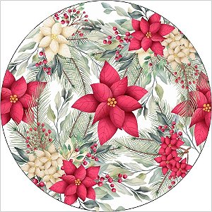Painel Redondo Tecido Sublimado 3D Floral WRD-3185