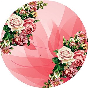 Painel Redondo Tecido Sublimado 3D Floral WRD-3203