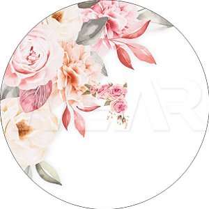 Painel Redondo Tecido Sublimado 3D Floral WRD-1448