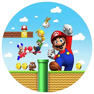 Painel Redondo Tecido Sublimado 3D Mario Bros WRD-1051