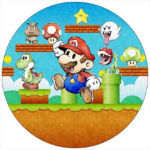 Painel Redondo Tecido Sublimado 3D Mario Bros WRD-1060