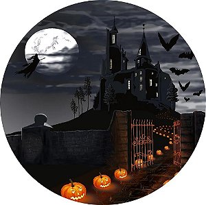 Painel Redondo Tecido Sublimado 3D Halloween WRD-1036