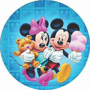 Painel Redondo Tecido Sublimado 3D Mickey e Minnie WRD-1120