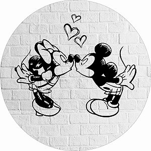 Painel Redondo Tecido Sublimado 3D Mickey e Minnie WRD-1144