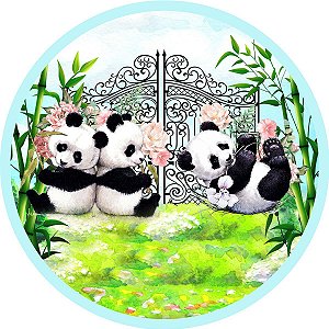Painel Redondo Tecido Sublimado 3D Panda WRD-2740