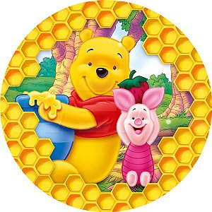 Painel Redondo Tecido Sublimado 3D Ursinho Pooh WRD-1769