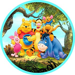 Painel Redondo Tecido Sublimado 3D Ursinho Pooh WRD-2764