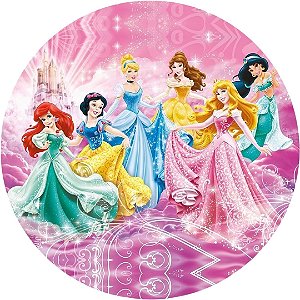 Painel Redondo Tecido Sublimado 3D Princesas WRD-1957