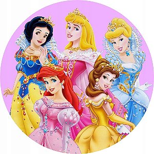 Painel Redondo Tecido Sublimado 3D Princesas WRD-3650