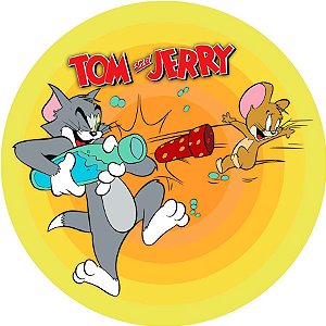 Painel Redondo Tecido Sublimado 3D Tom e Jerry WRD-3699