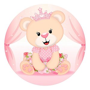 Painel Redondo Tecido Sublimado 3D Ursa Princesa WRD-3682