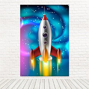 Painel Retangular Tecido Sublimado 3D Foguete Astronauta 1,50 X 2,20 WRT-3286