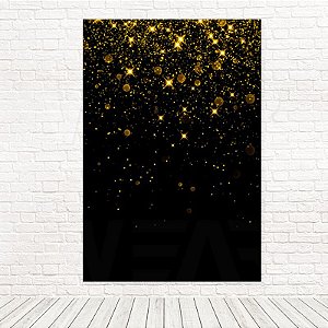 Painel Retangular Tecido Sublimado Preto Efeito Glitter Dourado 3D  - 1,50 X 2,20 WRT-2055