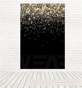 Painel Retangular Tecido Sublimado Preto Efeito Glitter Ouro Ligth 3D - 1,50 X 2,20 WRT-2109