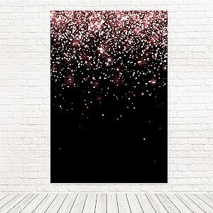 Painel Retangular Tecido Sublimado Preto Efeito Glitter Rosa 3D - 1,50 X 2,20 WRT-2343