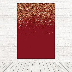 Painel Retangular Tecido Sublimado Vermelho Efeito Glitter Ouro 3D - 1,50 X 2,20 WRT-3018