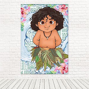 Painel Retangular Tecido Sublimado 3D Moana Maui Baby Aquarela 1,50 X 2,20 WRT-3791