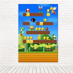 Painel Retangular Tecido Sublimado 3D Mario Bros 1,50 X 2,20 WRT-1911