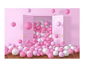 Fundo Fotográfico Tecido Sublimado Newborn 3D Balões e Bexigas 2,20x1,50 WFF-404
