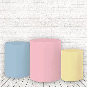 Trio de Capas Cilindros Tecido Sublimado Colorido Candy WCC-199