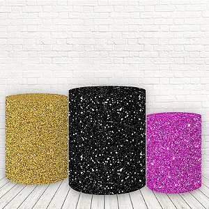 Trio de Capas Cilindros Tecido Sublimado Glitter WCC-099