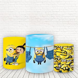 Trio de Capas Cilindros Tecido Sublimado Minions WCC-204