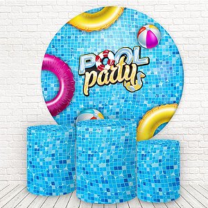 Painel Redondo e Capas Tecido Sublimado Pool Party WKPC-146