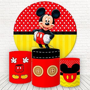 Painel Redondo e Capas Tecido Sublimado Mickey WKPC-364