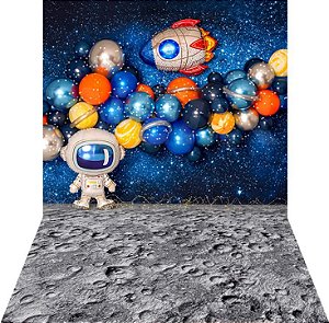 Fundo Fotográfico Tecido Sublimado Gigante 3D Astronauta Galáxia 3,00x2,50 WFG-125