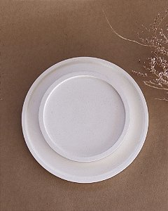 Kit Bandeja Redonda M + P - concreto branco