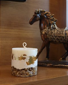 Vela decorativa Luxo - Base Pedras Naturais e concreto