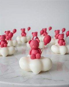 Vela Lembrancinha Nuvem Ursinho Rosa