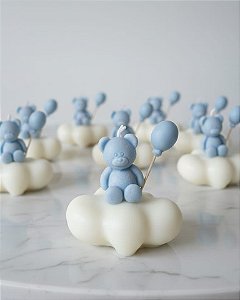 Vela Lembrancinha Nuvem Ursinho Azul