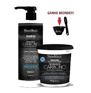 Kit Reposição De Carbono Shampoo 1l E Máscara 1kg Natumaxx
