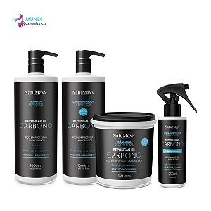 Kit Carbono Natumaxx Shampoo 1L + Cond. + Másc. + Uso Obrigatório