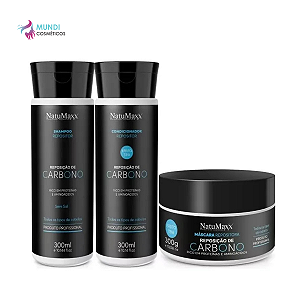 Kit Carbono - Shampoo +Condicionador + Máscara 300g NatuMaxx