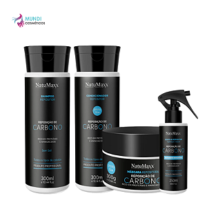 Kit Carbono - Shampoo 300ml+Condicionador 300ml +Máscara 250g + Tratamento Obrigatório 250ml NatuMaxx