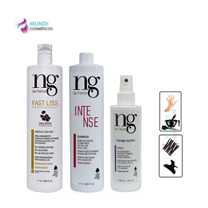 Kit Fast Liss 1L, Thermo 120ml e Shampoo intense 1L NG De France