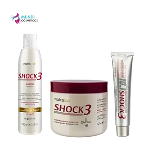 Kit Shock3 500ml + Blindagem 500g + Pomada - Nutra Hair