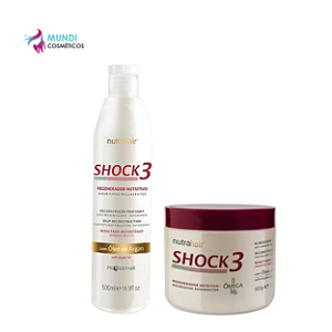 Regenerador 500ml E Blindagem 500g Shock3 Nutra Hair
