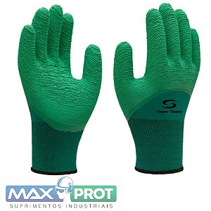 LUVA TRICOTADA BANHO LATEX CORRUGADO SS1009 VERDE  - SUPER SAFETY