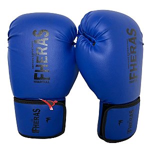 Luva de Boxe / Muay Thai 12oz Sintético Tradicional - Azul com Preto - Fheras