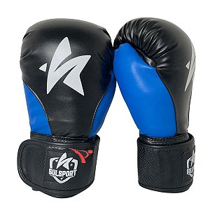 Luva de Boxe / Muay Thai 12oz PU - Preto com Azul - Sulsport