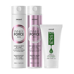 Kit Shampoo Condicionador Inner Force Biotin e Leave-in DNA