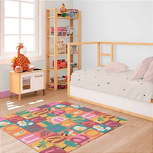 Tapete Emborrachado Brisa Infantil Vogais - 1,30mt de largura