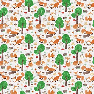 Sintético Corano Estampado Fox (Raposa) - 1,40Mt de Largura