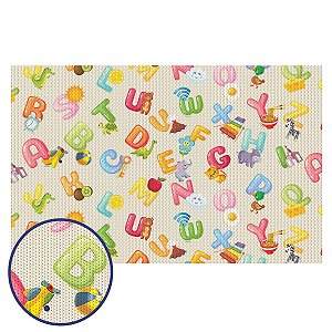 Tapete Emborrachado Brisa Infantil Alfabeto - 1,30mt de largura